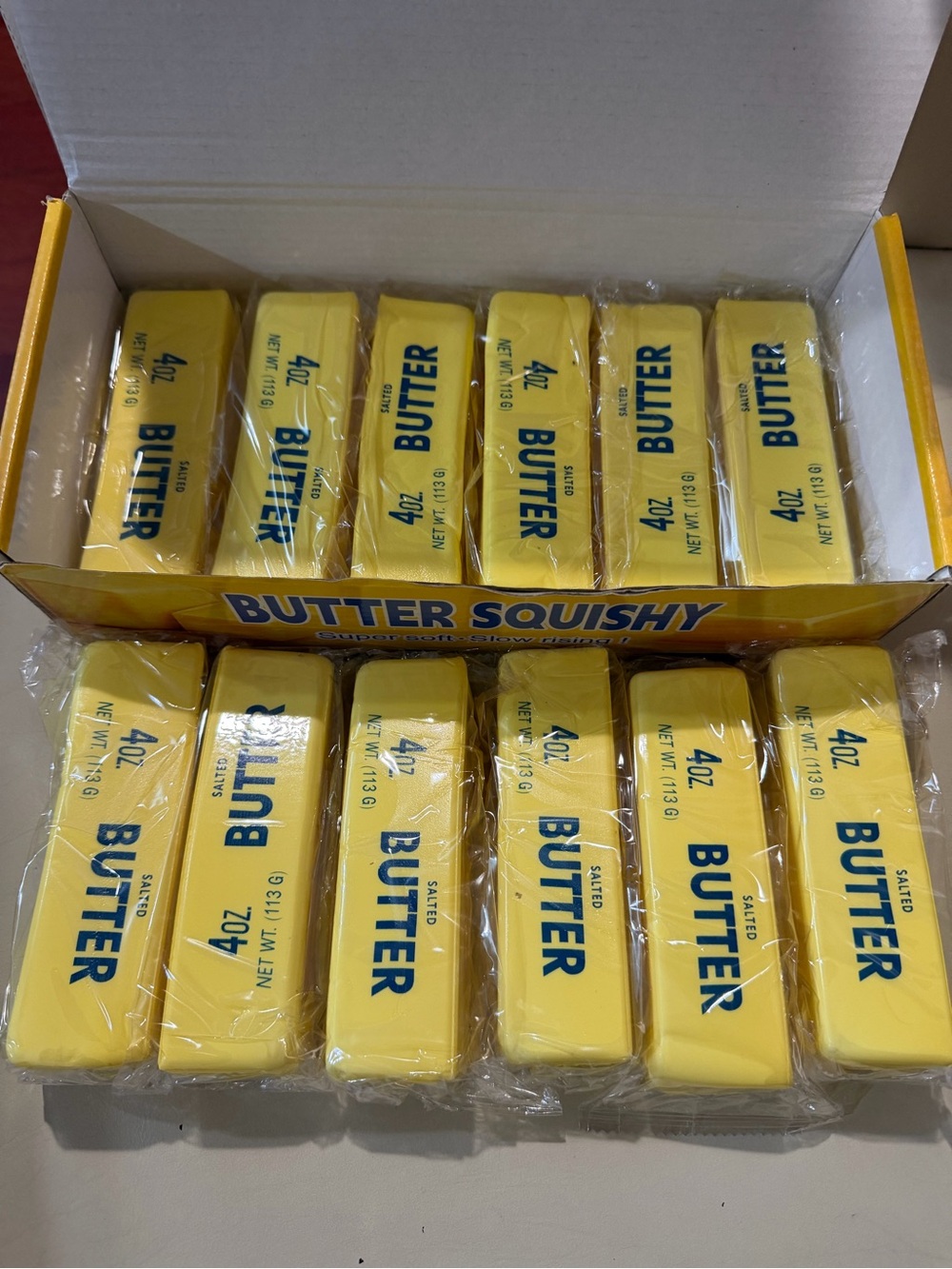 New 12 Lot Butter Squishy Stress Toy - Yellow